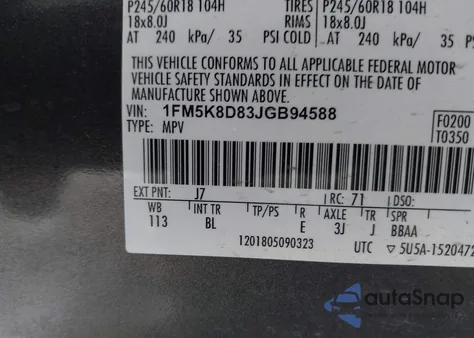 2018 Ford Explorer Xlt from USA, damaged, VIN 1FM5K8D83JGB94588